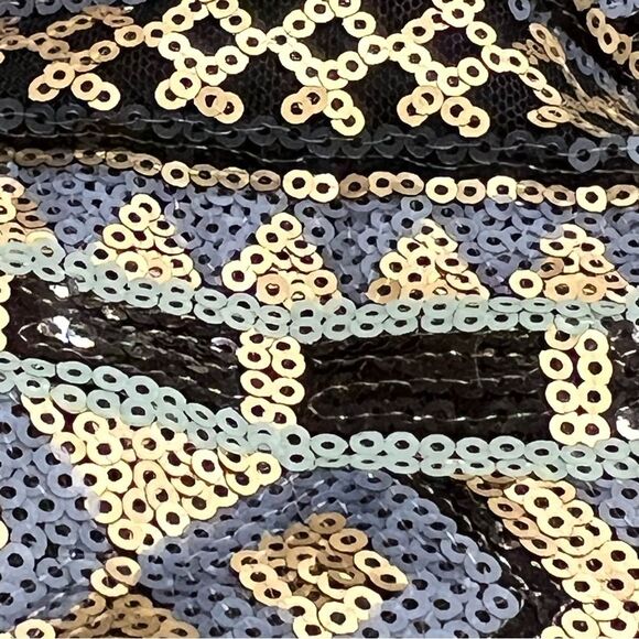 Charlotte Russe Black Gold Sequin Strapless High Low Dress Size Medium - Picture 7 of 11